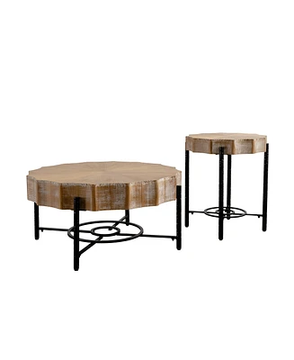 Simplie Fun Vintage Lace Coffee Table Set with Dimpled Metal Legs