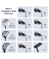 Costway Men's Complete Golf Club Set Package incl 460CC with Rain Hood