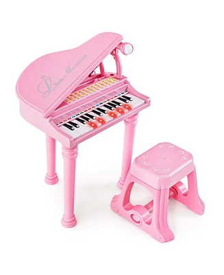 Costway 31 Keys Kids Piano Keyboard Toy Toddler Musical Instrument with Stool & Microphone