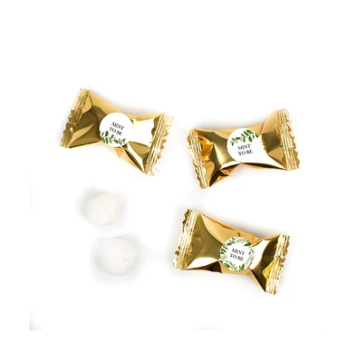 Just Candy 56 Pcs Mint to Be Wedding Mints Party Favors Gold Individually Wrapped Buttermints - Botanical - Assembly Required