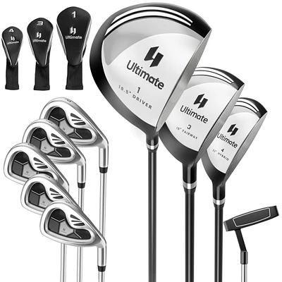 Costway 9 Pcs Men's Complete Golf Club Set Right Handed with 460cc Alloy Driver Irons