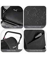 Sugift 4-in-1 Double Pet Stroller with Detachable Carrier and Travel Carriage-Black