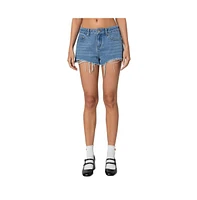 Edikted Women's Fern Mid Rise Denim Shorts