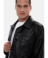 Furniq Uk Men's Casual Leather Jacket, Black