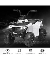 Costway Kids Ride On Atv Quad 4 Wheeler Electric Toy Car 6V Battery Power Led Lights