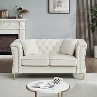 Tufted Combo Sofa, Rolled Arms, Nailhead Trim, 4 Pillows