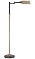 Regency Hill Jenson Rustic Farmhouse Industrial Swing Arm Pharmacy Floor Lamp Standing 54" Tall Bronze Faux Wood Adjustable Height Task Lighting for L