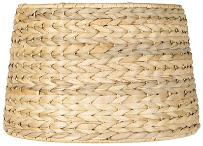 Springcrest Natural Cottage Woven Seagrass Small Drum Lamp Shade 10" Top x 12" Bottom x 8.25" Slant x 8" High (Spider) Replacement with Harp and Finia