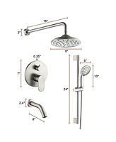 Mondawe Inch 3-functions Wall Mounted Rainfall Shower Body Round Top Spray System with Handheld