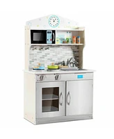 Sugift Kid's Wooden Pretend Cooking Play Kitchen Set