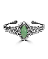 American West Jewelry Sterling Silver Women's Oval Genuine Green Turquoise Cuff Bracelet Small - Large