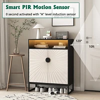 Modern Motion Sensor Night Light Shoe Cabinet with Adjustable Shelves