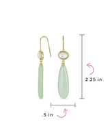 Bling Jewelry Unique Geometric Oval Linear Long Shape Tear Drop Natural Multi-Tier Light Green New Jade Serpentine Gemstone Party Dangling Earrings Fi