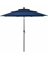 Gymax 10ft 3 Tier Patio Market Umbrella Aluminum Shade Shelter Double Vented Turquoise