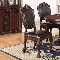 Royal Majestic Formal Set Of 2 Side Chairs Brown Rubberwood Dining Room Furniture