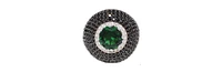 Suzy Levian New York Sterling Silver Cubic Zirconia Green and Black Pave Halo Ring