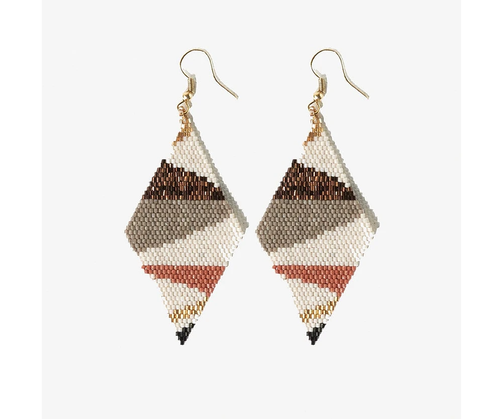 Ink + Alloy Frida Angled Stripes Beaded Earrings Mixed Metallic