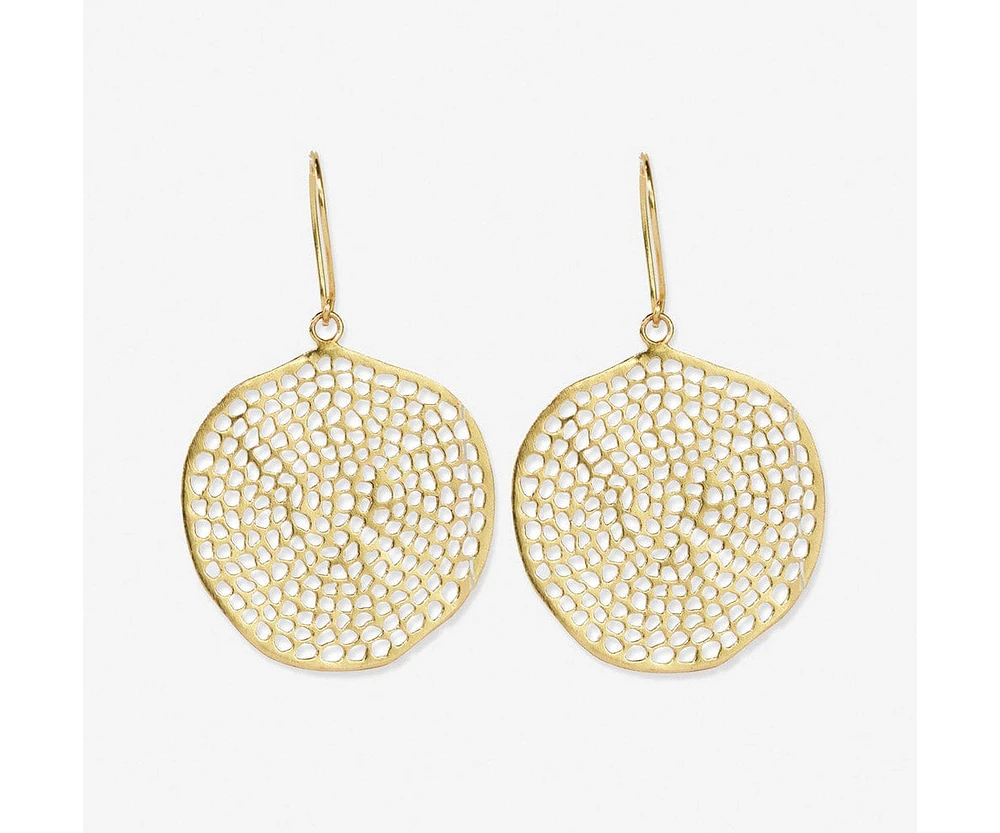 Ink + Alloy Brass Large Circle With Holes Drop Earrings 2.5"