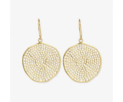 Ink + Alloy Brass Large Circle With Holes Drop Earrings 2.5"