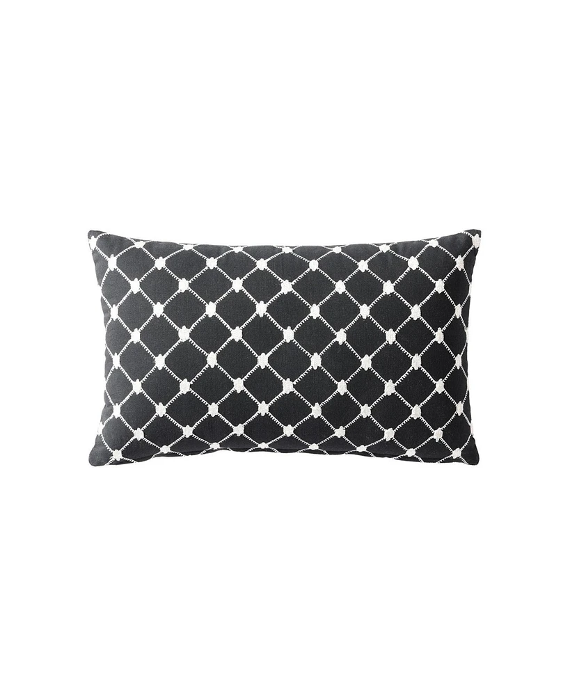 Linen Classique Dotted Windowpane Reversible Decorative Pillow