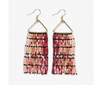 Ink + Alloy Patricia Mixed Luxe Bead Gradient Fringe Earrings Maroon