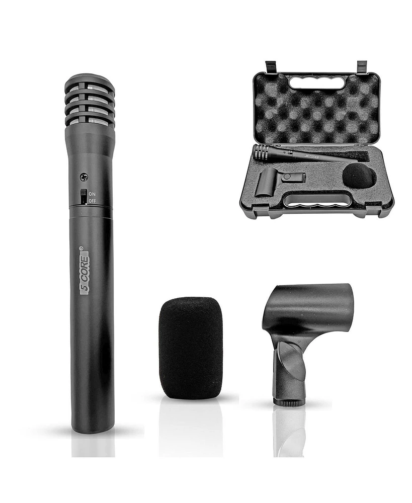 5 Core Professional Instrument Microphone Pencil Mic Condenser Cardioid Unidirectional Stick Microfono with Windscreen Mic Clip & Case Instru Mic 100