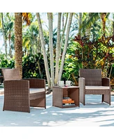 Nestl 3 Piece Patio Furniture Wicker Conversation Set