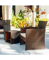 Nestl 3 Piece Patio Furniture Wicker Conversation Set