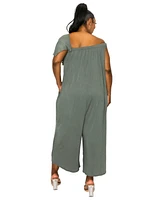 L I V D Plus Size Willow Wide-Legged Pocket Jumpsuit