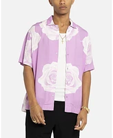 Carre Men's Rose Bunch Button Up Shirt - XXXLarge, Light/Pastel Purple