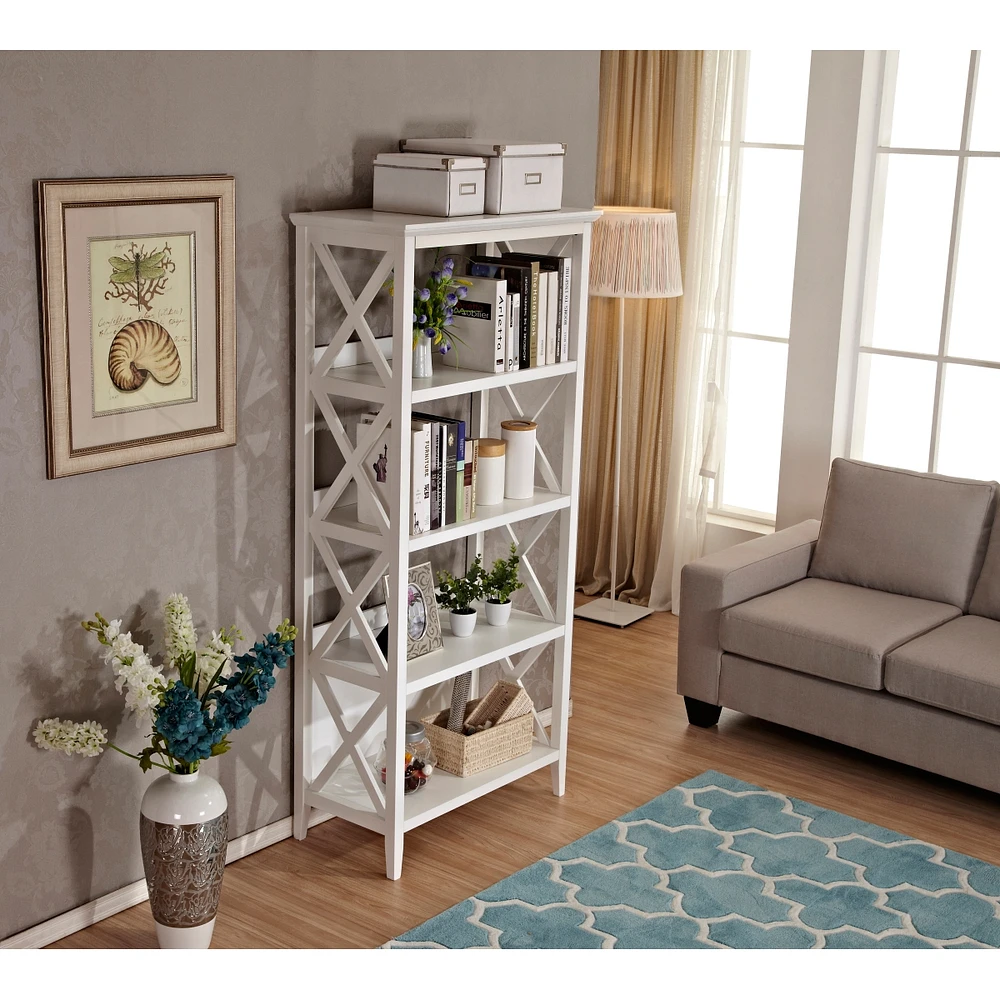 Simplie Fun 4 Tier Bookcases, 67" Bookshelf With Sturdy Solid Frame, Shelves For Home And Office Organizer