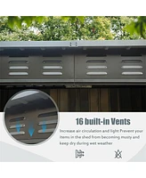 Outdoor Metal Storage Shed with Sloping Roof and Lockable Door
