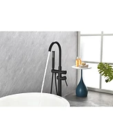 Matte Black Freestanding Tub Filler with Handheld Shower