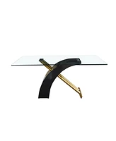 Rectangular Glass Top Dining Table, Modern Design Rectangular Room Table For Home (Black Or White)