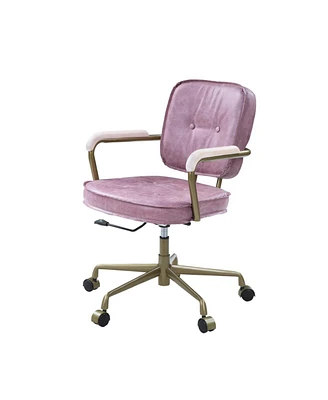 Simplie Fun Seicross Office Chair In Pink Top Grain Leather Of