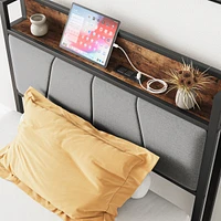 Twin Size Bed Frame with Storage Headboard