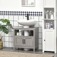 Gray Bathroom Storage Cabinet with 2 Doors & Shelf