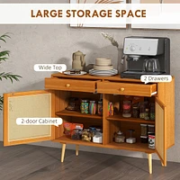 Boho Storage Cabinet with Rattan Doors
