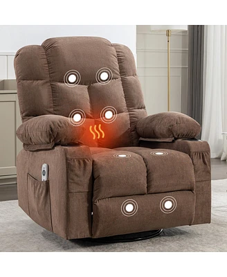 Simplie Fun Brown Rocker Recliner Chair with Massage & Heat