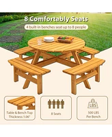 Streamdale Furniture 8 Person Wooden Picnic Table With Benches