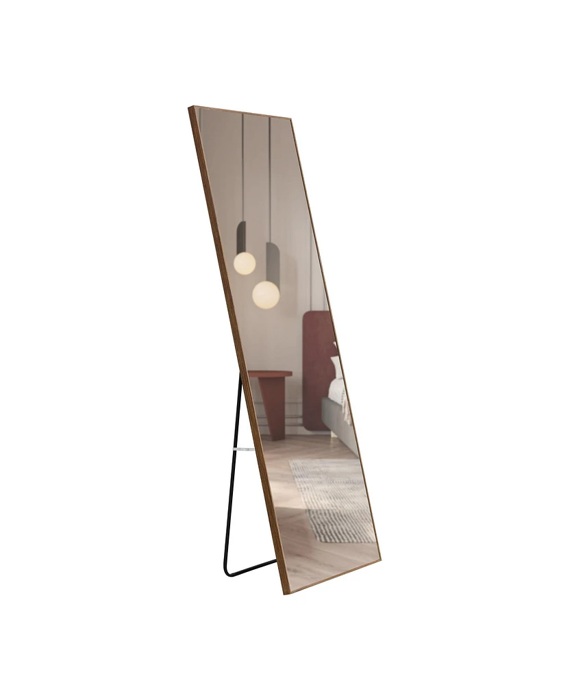 Simplie Fun Full Length Brown Solid Wood Frame Mirror - 58" x 15"