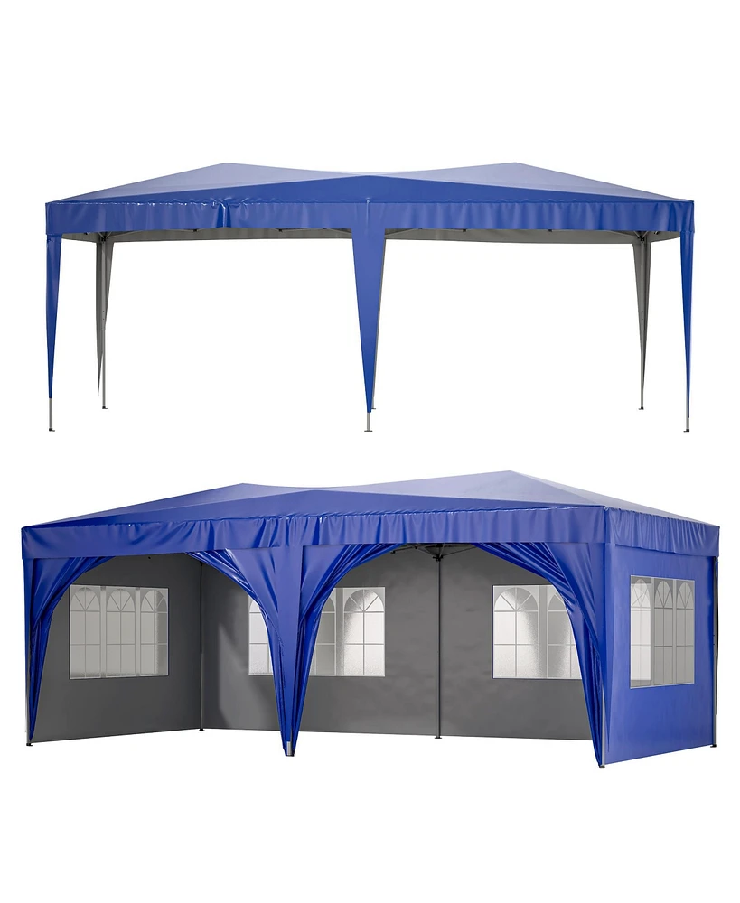 Simplie Fun 10'X20' Pop Up Canopy Tent with 6 Sidewalls + Bag