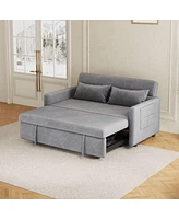 Streamdale Furniture Sofa Pull Out Bed Included Two Pillows 54" Grey Velvet Sofa For Small Spaces