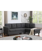 Simplie Fun Santiago Dark Gray Linen Sectional Sofa With Right Facing Chaise