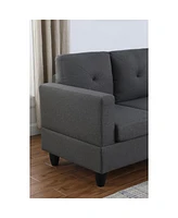 Simplie Fun Santiago Dark Gray Linen Sectional Sofa With Right Facing Chaise