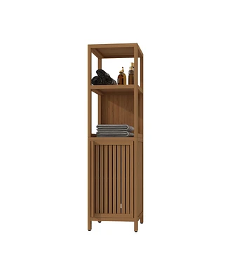 Simplie Fun Large Capacity Multifunctional Bamboo Storage Cabinet Furniture For Bathroom And Living Room