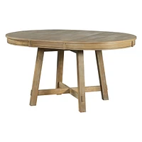 Oak Wood Farmhouse Dining Table with Extendable Leaf