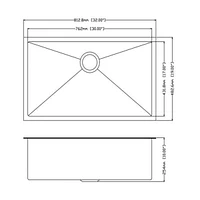 Streamdale Furniture 32x19 Inch Undermount Kitchen Sink 16 Gauge Stainless Steel Single Bowl Kitchen Sink Grey
