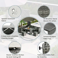 Outdoor 6-Piece All Weather Pe Rattan Sofa Set, Garden Patio Wicker Sectional Furniture Set