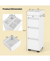 Slickblue Bathroom Floor Cabinet with 3 Drawers 4 Top Dividers and 1 Towel Rack-White